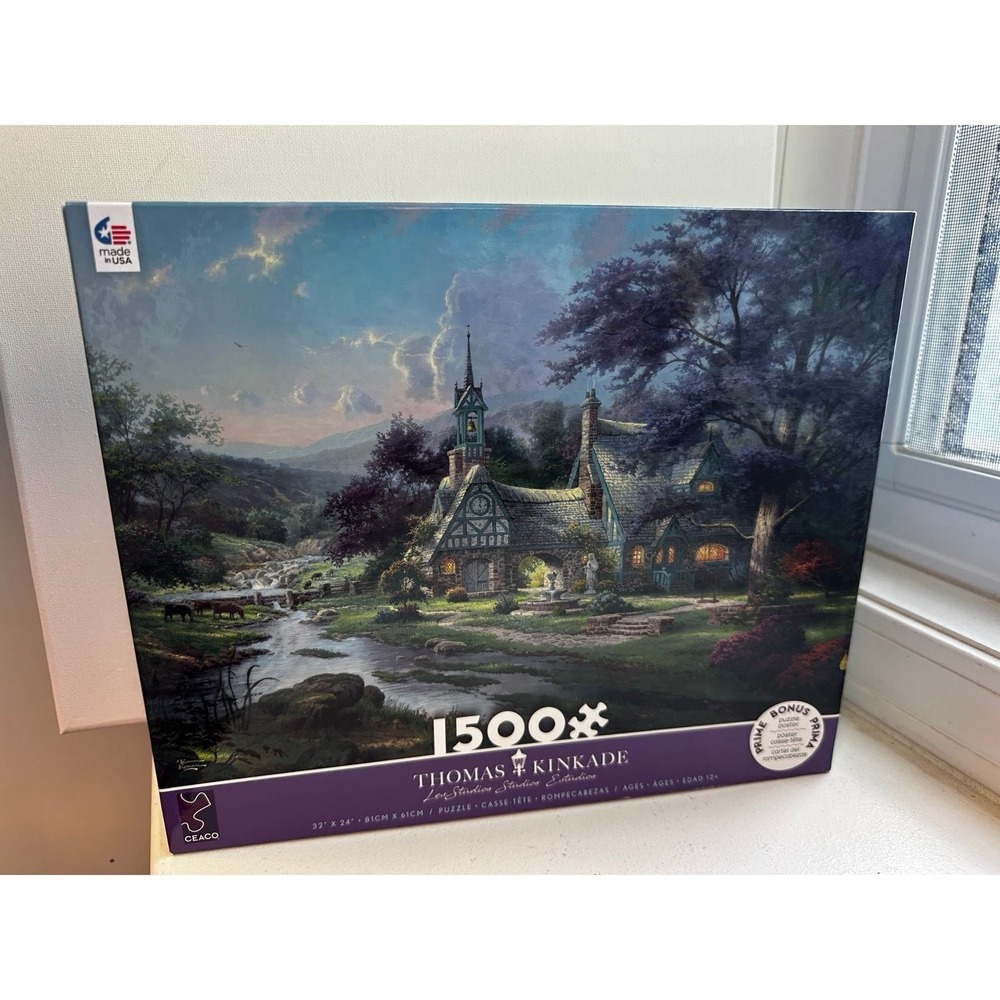 Ceaco Thomas Kincade Clocktower Cottage 1500 piece jigsaw puzzle